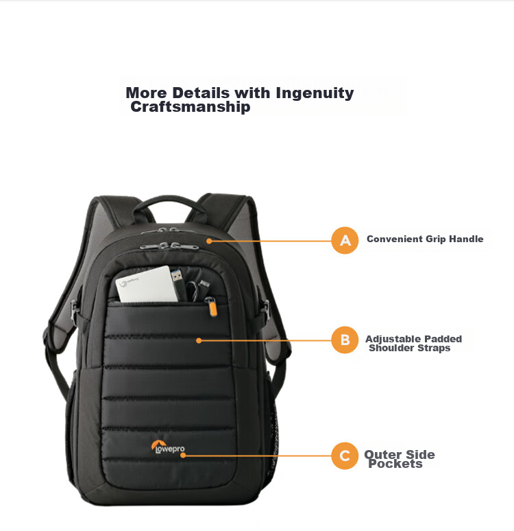 LOWEPRO Leshebao Camera Bag, Tahoe BP150 Backpack Photography Bag for Men And Women, Sports Camera Bag for DSLR And Mirrorless Cameras, Multifunctional Portable Drone Bag, Gray (LP37232-PWW) 10