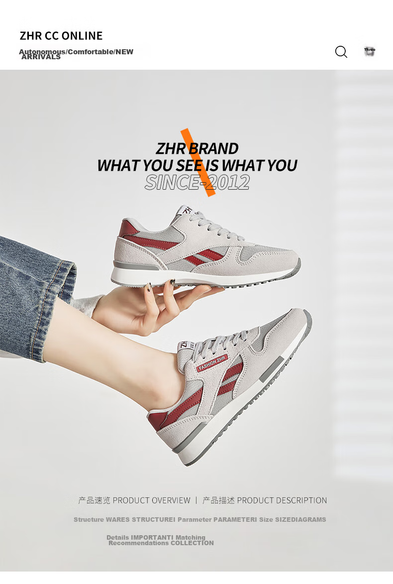 ZHR Women's Casual Shoes, Selected Cowhide Comfortable Versatile Women's Shoes, Classic INS Trendy Color-Block Sneakers for Women, Korean-Style Fashionable Lightweight Breathable Shoes for Women, AK60, Dark Gray, Size 38 1