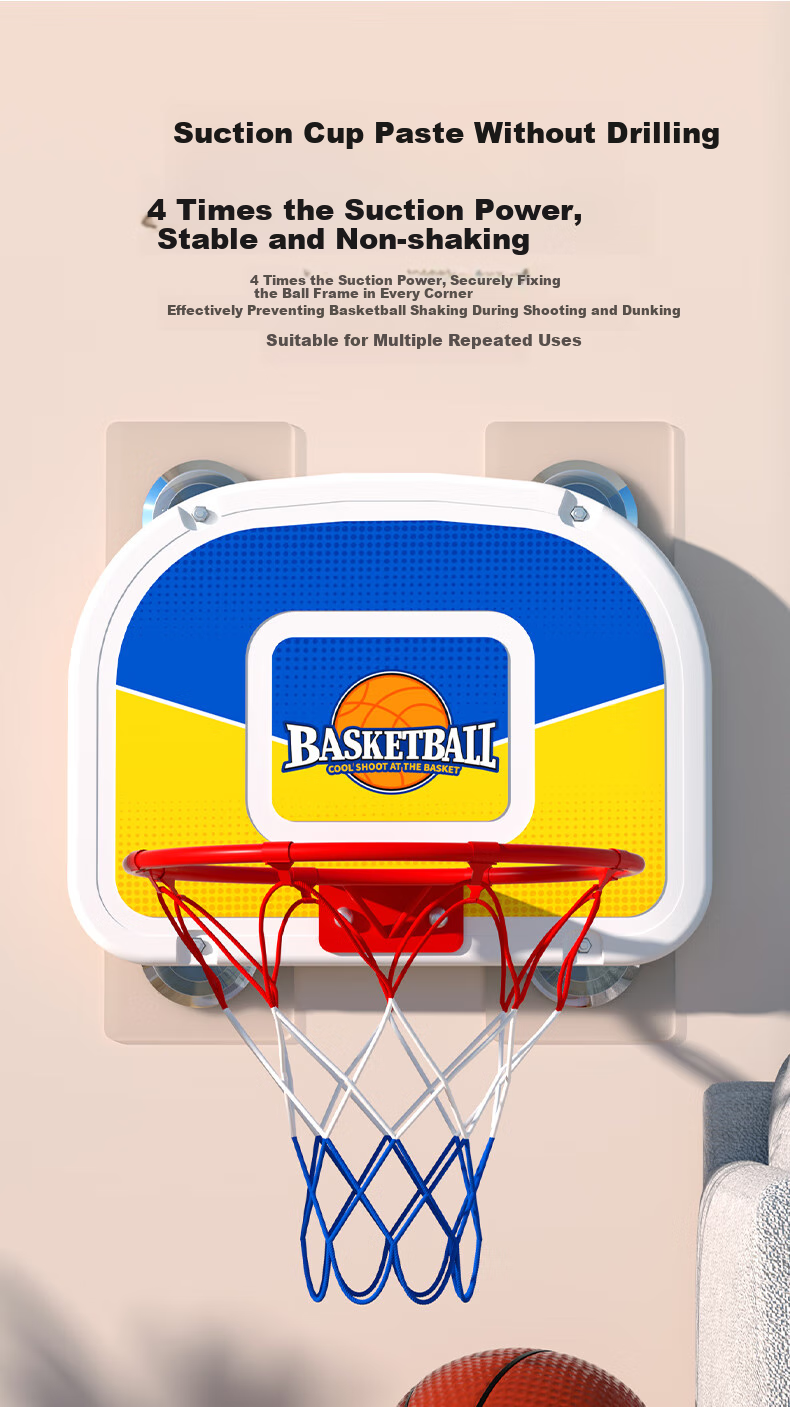 Hongdeng No-Drill Adjustable Suction Cup Basketball Hoop Toy, Wall-Mounted Shooting Basket, Outdoor Indoor Birthday New Year Gift 2