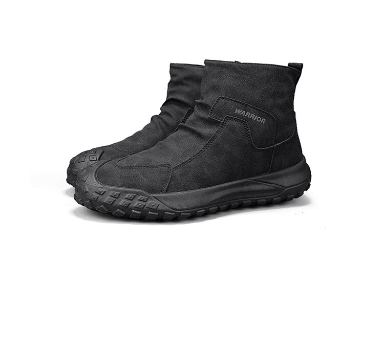 Warrior Men's Martin Boots Autumn Winter New Retro Durable Hiking Shoes Non-slip Work Boots 645 Black Size 39 21
