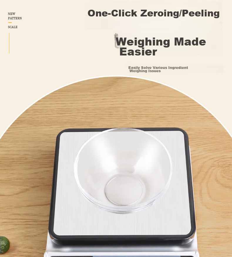 BJ Electronic Kitchen Scale, Stainless Steel Weighing Surface, Baking Scale, Gram Scale, Waterproof Food Scale, 15kg/1g Capacity Scale 5