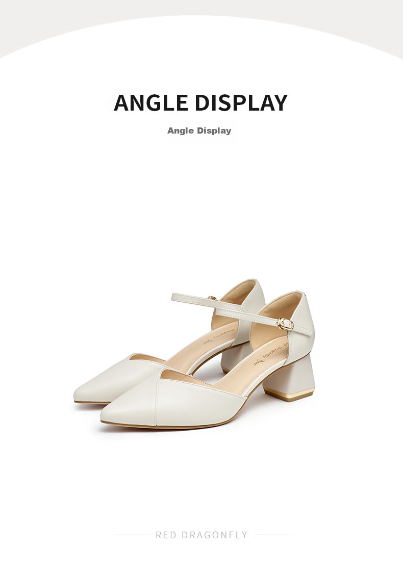 RED DRAGONFLY Pointed High Heels, Shallow Mouth Single-Strap Slingback Women's Shoes, Comfortable Pumps WFV23241 Beige 39 6