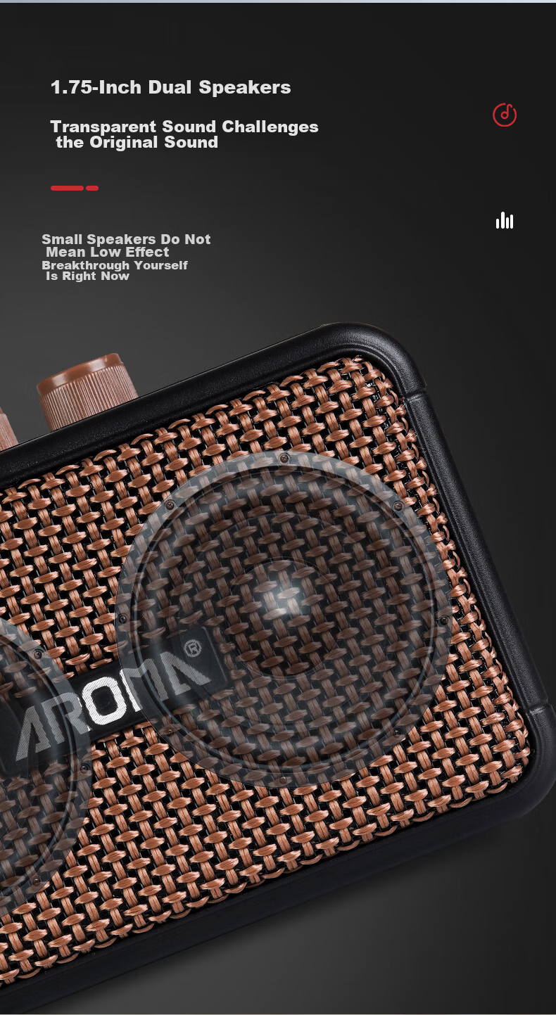 AROMA Electric Guitar Mini Speaker, Bluetooth Rechargeable Outdoor Portable Musical Instrument Smart Speaker AG-04 7