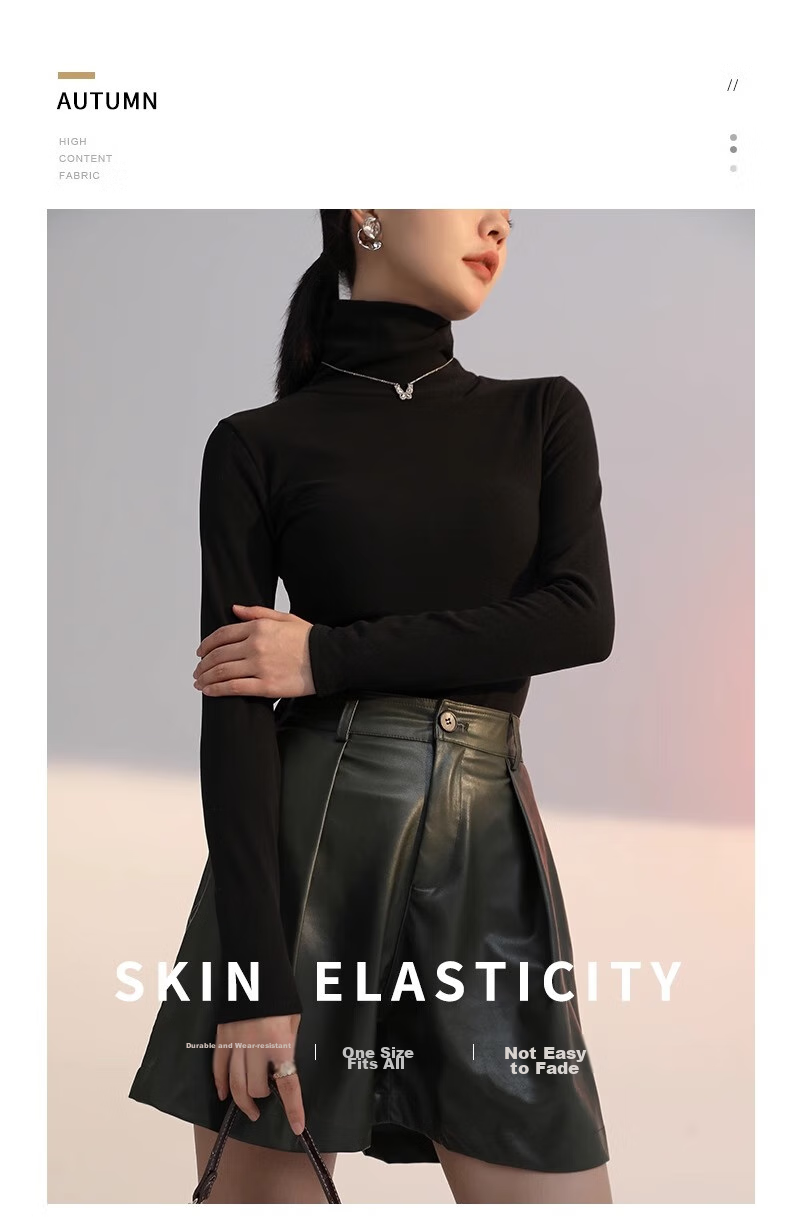 LangSha Turtleneck Base Layer for Women, Double-Sided German Velvet, Spring And Autumn Wearable, Inner Layer for Autumn, Long Sleeve, Turtleneck Top 8