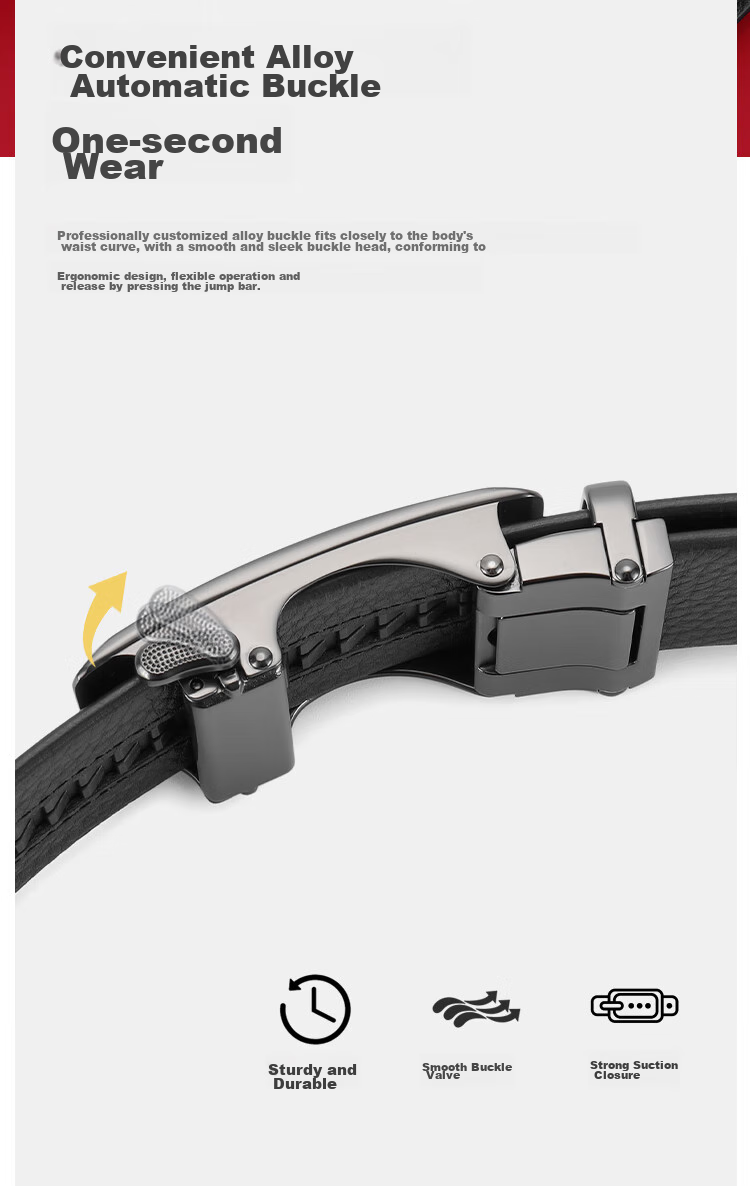 Goldlion Men's Leather Belt with Automatic Buckle, Fashionable Business Trouser Belt Gift Box, Birthday Present 8