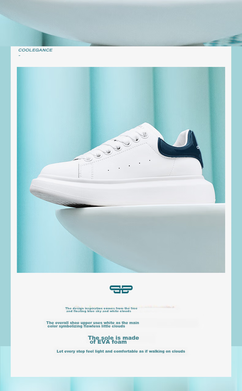 Belle Thick-Soled Cloud White Sneakers, Spring And Summer Women's Casual Shoes, Color-Block Skateboard Shoes Z2U1DCM5, Black Tail Wing - Classic Style, Size 37 2