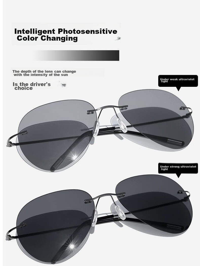 LESCA LUNETIER Ultra-Light Frameless Polarized Sunglasses for Men, Driving-Specific Non-Fading Driving Glasses, Fishing And Pilot Round Sunglasses 5