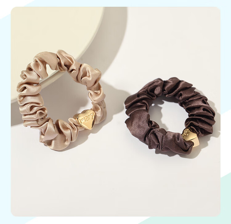 CHIMERA 2 Pieces Silk Hair Ties, Mulberry Silk Hair Bands, Hair Elastics, Hair Flowers, Hair Accessories for Women, Mid-Autumn Festival Gift 13