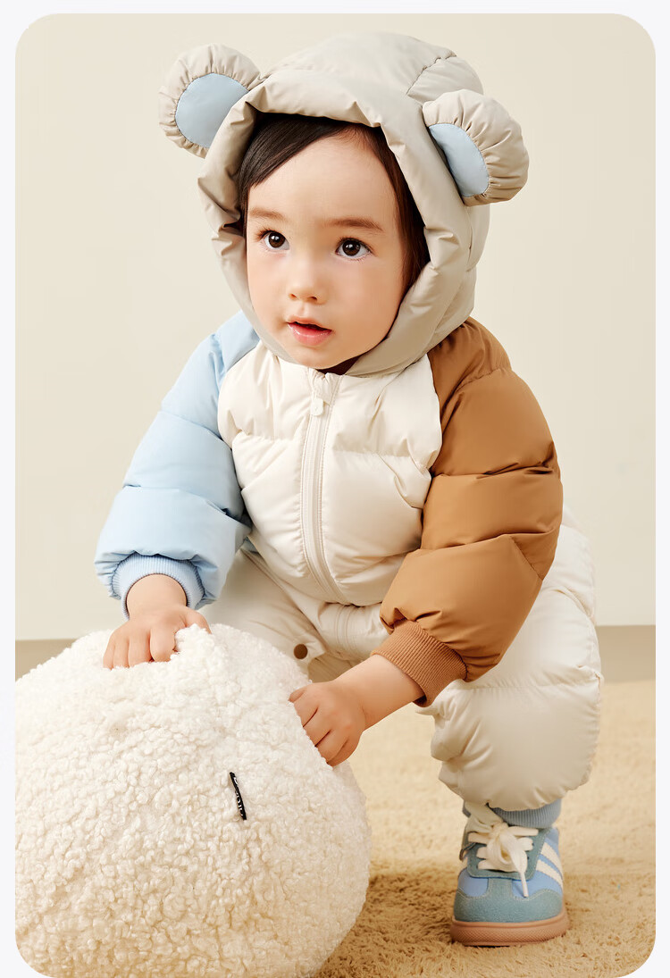 Minibala Newborn Baby down Jacket Onesie, Outdoor Wear for Boys And Girls, White Duck down Winter Coat 16