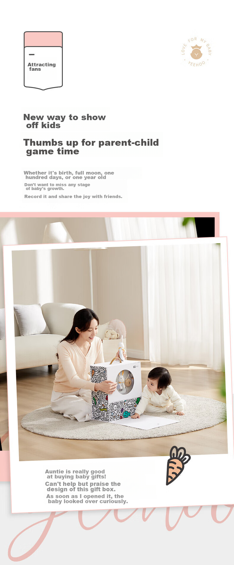 YEEHOO Newborn Welcome Gift, 0-1 Year Old Baby Toys, Comforting Dolls, Rattle, Full Moon Gift Box for Infants, High-End Thousand-Yuan Gift Set 6