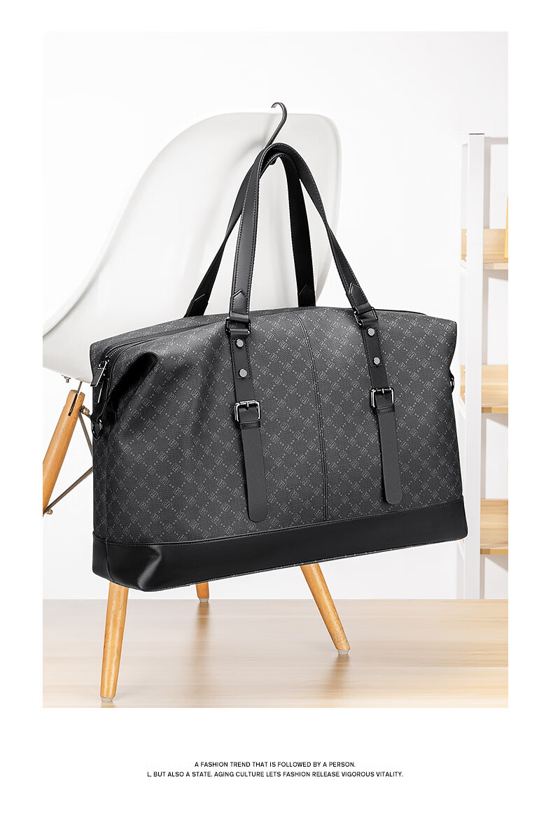 POLO Travel Bag, Men's Handbag, Luggage Bag, Gym Bag, Business Trip Large Capacity Suitcase, Storage Bag, Black 17