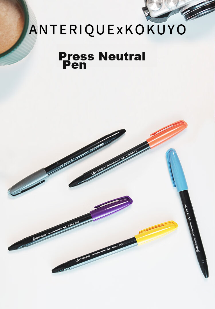 KOKUYO Anterique Collaboration Retractable Gel Pen Office Signing Pen 0.5mm Black Ink Orange-Red Barrel 1 Pack WSG-PR3035R 2