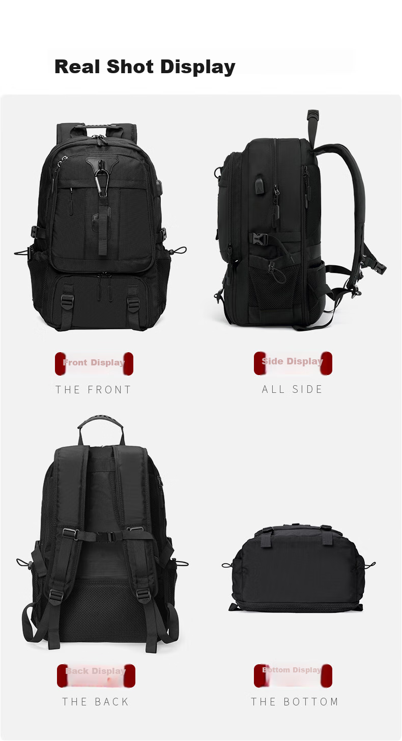 GUSKI Backpack, Hiking Rucksack for Men, Water-Resistant, Breathable, Outdoor Cycling, Trekking, Travel, Large Capacity Schoolbag, Self-Operated 15