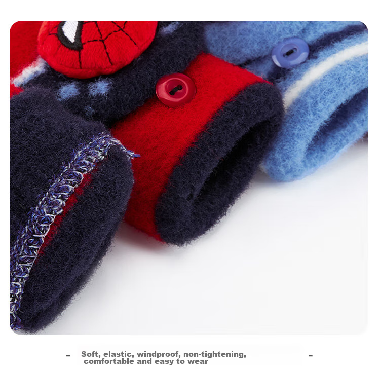 Disney Boys Spider-Man Winter Half-Finger Gloves, Baby Five-Finger Flip-Up Gloves HM70129, Spider-Ma 14