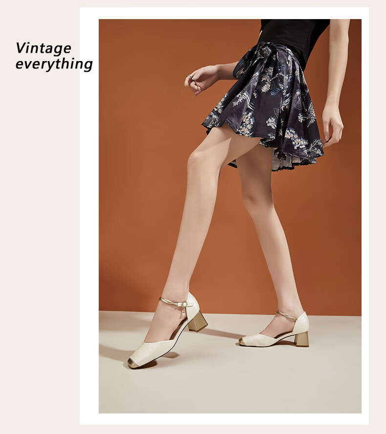 DAPHNE Hollow-Out Ankle Strap Sandals for Women, Chinese Style with Skirt, Elegant Versatile Women's Shoes, Beige, Size 38 7