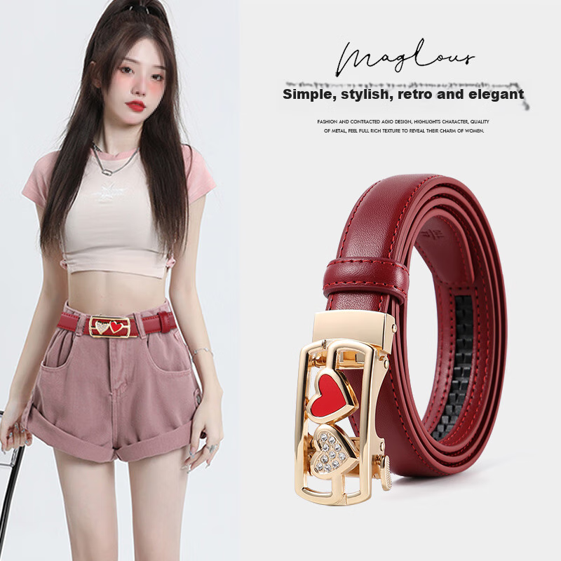 CARTELO Women's Leather Belt, Slim Style Waistband, Simple And Versatile Trouser Belt, Gift for Girlfriend