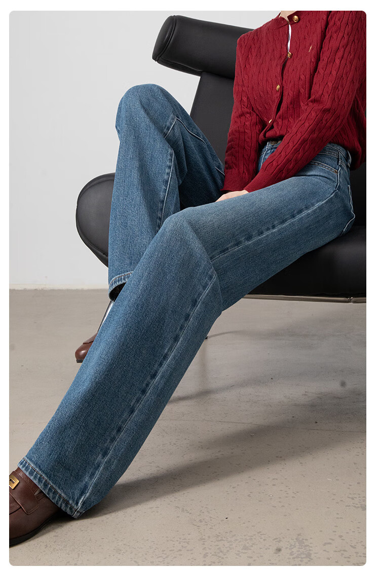 Dme [Wang Zha Ha Tui Xing] Spring And Autumn Bestselling Slim Straight-Leg Jeans for Women, High-Waisted Elastic Casual Long Pants for Fall 17