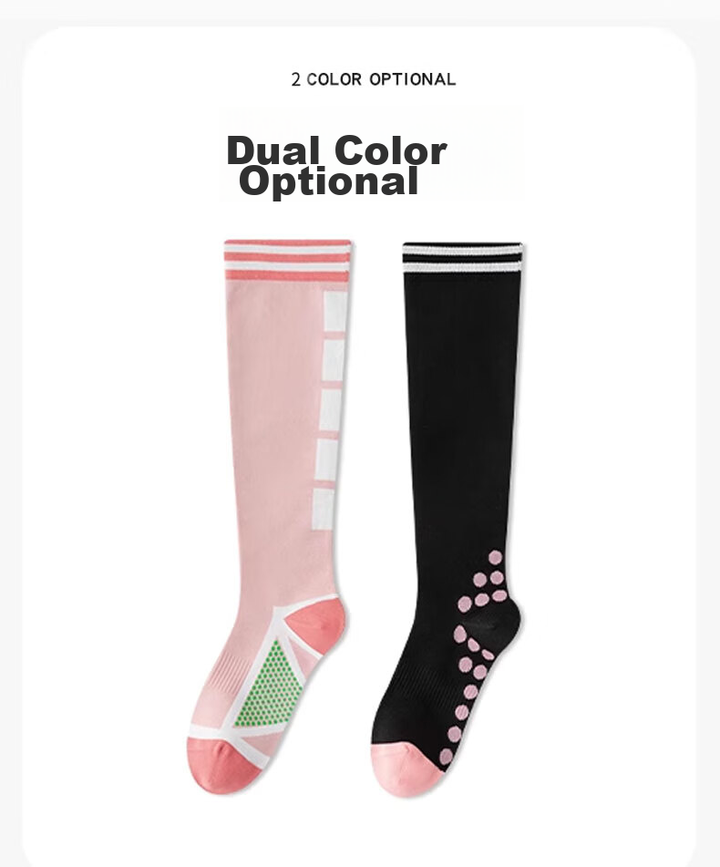 Duweike Pressure Socks, Professional Non-Slip Muscle Yoga Calf Socks, Sports Women's Running Jump Rope Marathon Cycling, Pink + Black 5