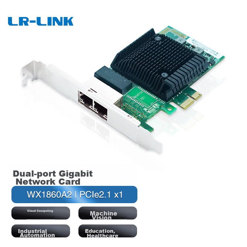 LR-LINK Lianrui LRES2045PT PCIex1 Gigabit Dual-Port Network Card Based on Domestic Controller WX1860A4, Stable Performance, Compatible with I350-T2