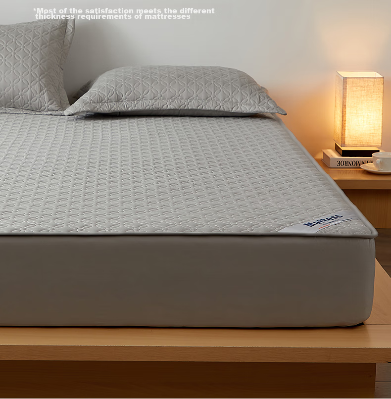 Hengyuanxiang Pure Cotton Fitted Sheet Single Piece Class A Antibacterial Full Coverage Dustproof Bed Cover Quilted Non-Slip Mattress Protector 180*200cm 26