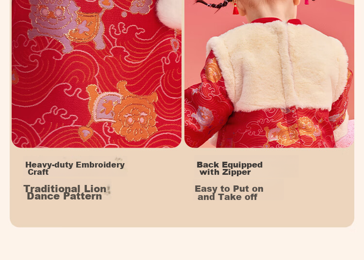 BALABALA Children's Clothing, Baby Dress, Girls' Spring And Autumn Outfit, Chinese New Year Costume for Little Girls, National Style, 208125111010 10