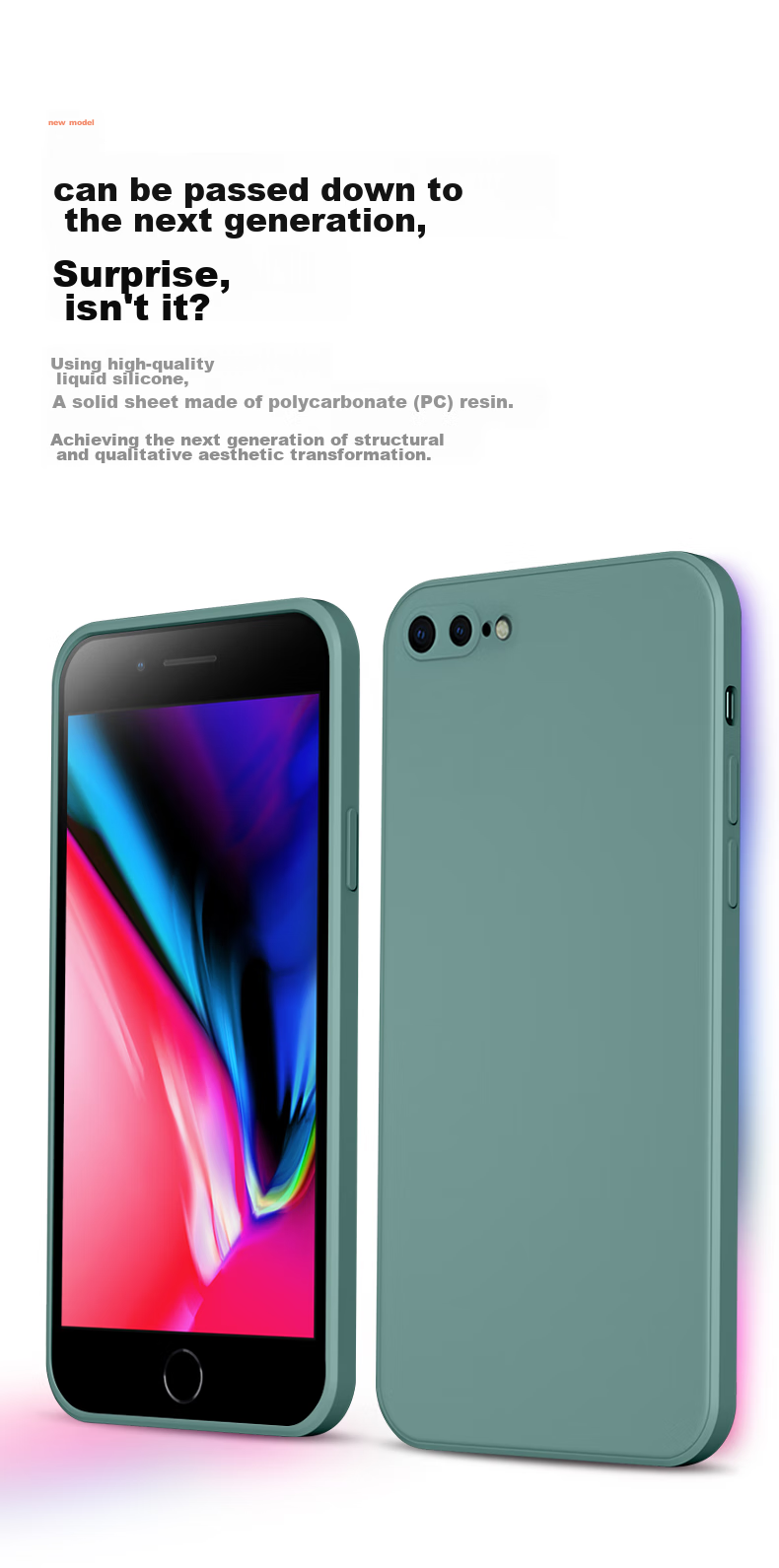 KEKLLE Silicone Phone Case for IPhone 7 Plus/8 Plus, Cloud-Like Feel, Full Protection Cover, Skin-Like Texture, Shockproof, Ultra-Thin Soft Shell, Black 4