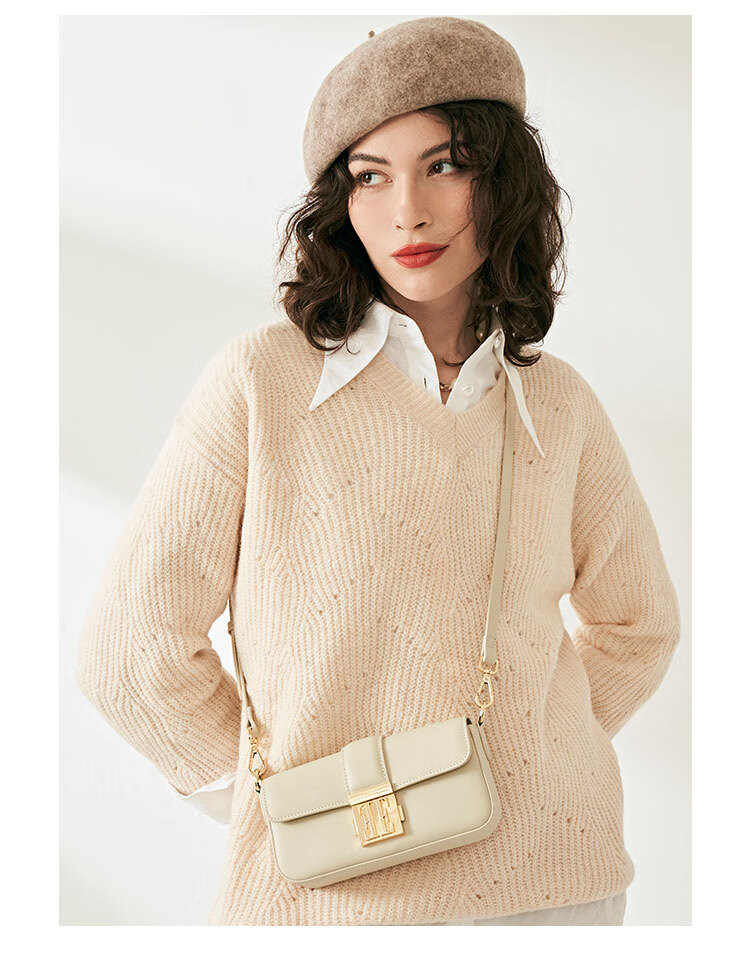 ELLE New Women's Handbag, Retro Small Square Bag, Chain Crossbody Shoulder Underarm Bag, Birthday Gift, 23007 Brow 8