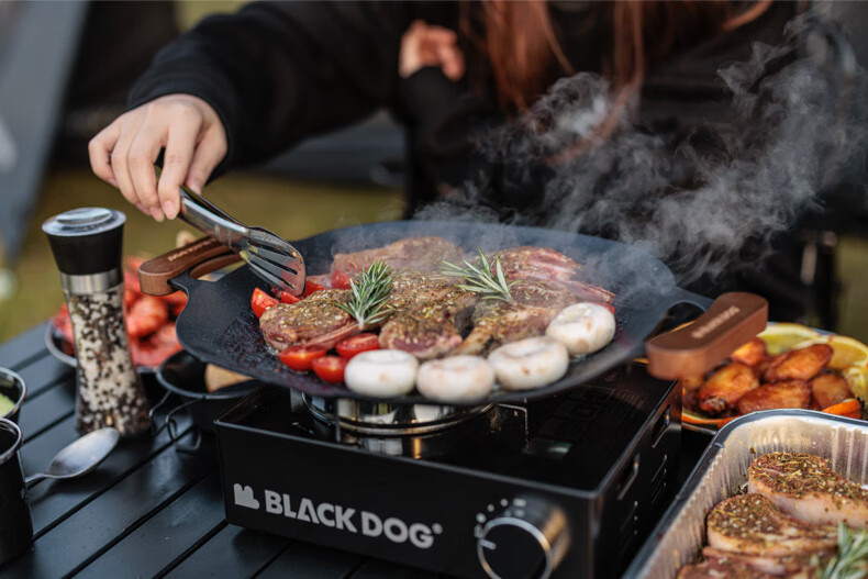 Black Dog Griddle Pan for Home Use, Outdoor Camping, Induction Cooker, Korean-Style Non-Stick Frying And Baking Pan, Night Black 16