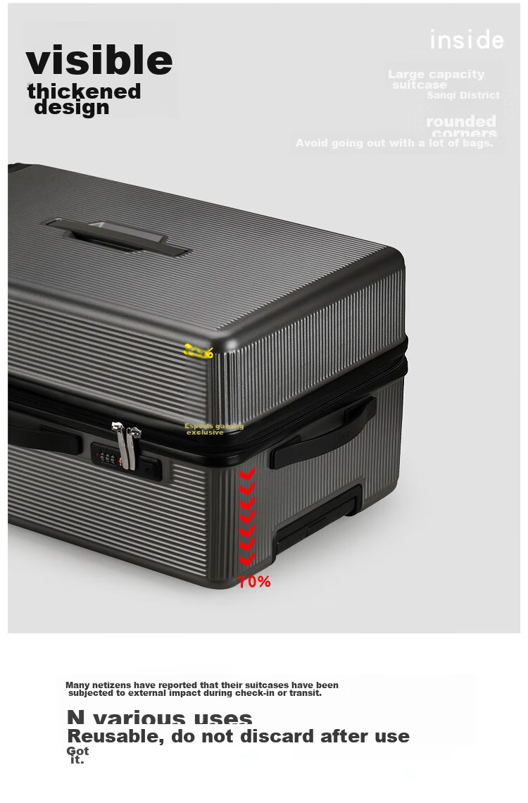 JEVI Large Capacity Suitcase for Men And Women, Student Luggage, Quiet Wheels, Universal Wheels, Zipper Lock, 26 Inches 9