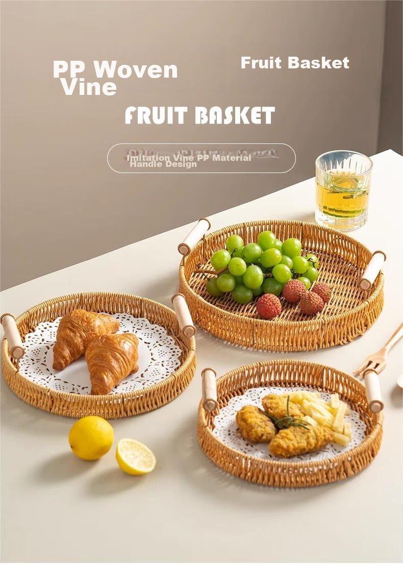 JIWUSENLIN Woven Bamboo Tray, Picnic Chinese Snack Plate, Deep-Fried Dish, Fruit Plate, Snack Plate, Dried Fruit Plate, Appetizer Plate, Fruit Plate 1