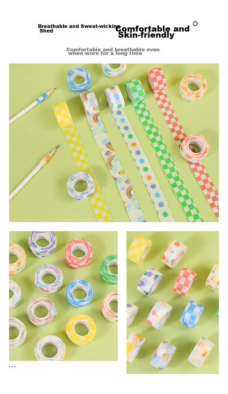 Zhonghua (Chung Hwa) Finger Protector Bandage, Anti-Callus And Anti-Friction, for Girls, Ins Style, Cute Adhesive Tape, Hand Protection, Self-Adhesive Writing Grip Tape, 4 Rolls Pack, GF0005B 9