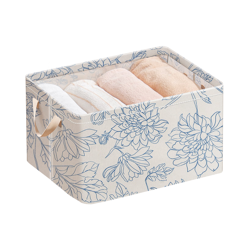 Xitianlong Underwear Storage Box, Foldable Oxford Cloth Organizer for Clothes And Quilts, 50L Floral Pattern, 1 Piece