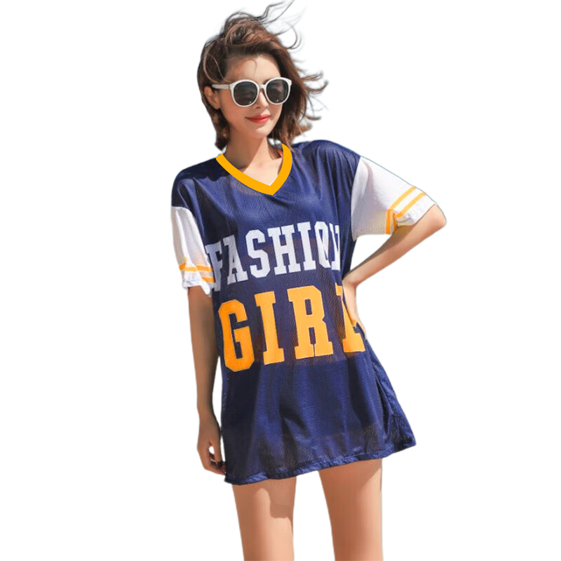 LangSha Women's Swimsuit, Summer Ice Silk Swimwear Three-Piece Set, Anti-Exposure Slimming Beach Sportswear Casual Swimwear