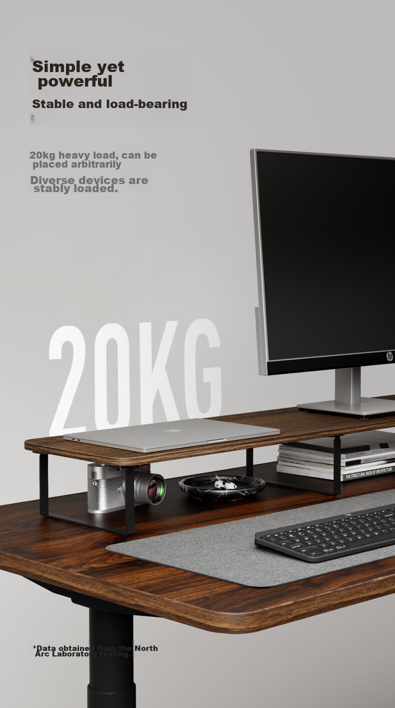 Brateck Beihu Monitor Riser Stand, Display Stand, Desktop Computer Stand, Laptop Stand with Storage Rack, G600 Black Wood Grai 7