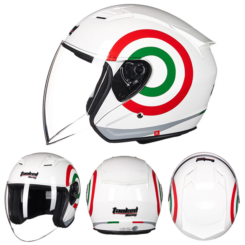 Tanked Racing T536 Motorcycle Helmet Half Helmet 3C Certified Unisex Four-Season Sun Protection Electric Vehicle Safety Helmet White M