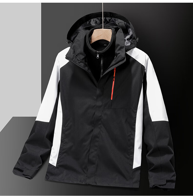 JEEP SPIRIT Men's Windbreaker Jacket for Spring, Autumn And Winter Three-In Outdoor Sports Coat Black And White Color Size L 15