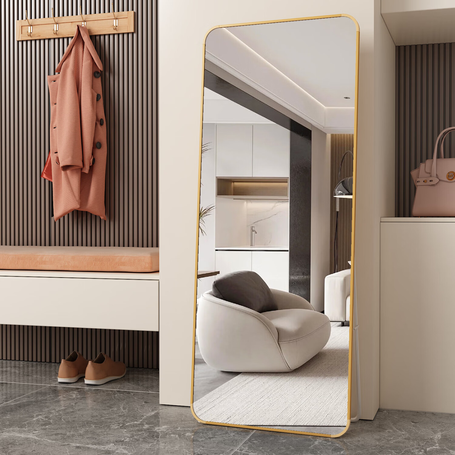 Anerya Floor Mirror, Home Wall-Mounted Full-Length Mirror, Popular Wall-Hanging Mirror, Bedroom Wall-Mounted Dressing Mirror