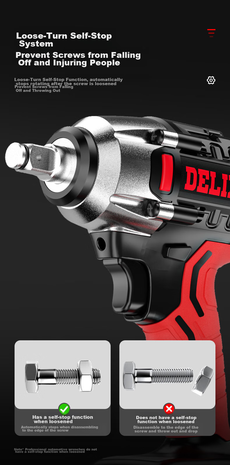 Deli Xidianqi Brushless Electric Wrench, Lithium Battery Electric Impact Wrench, Auto Repair And Maintenance Kit, Power Tool Wrench, High Torque Impact Wrench 14