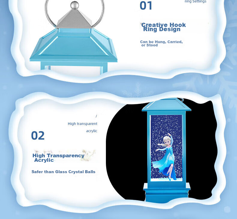 Disney Frozen Elsa Princess Musical Music Box Crystal Ball for Girls Aged 7-14, Children's Birthday Gift Wind Lamp Elsa 21
