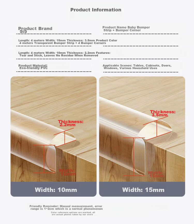 9I9 Transparent Anti-Collision Strip, 6 Meters Long, with Anti-Corner Bumpers, Thickened Baby Corner Guards, Wall Corner Anti-Bump A228 2