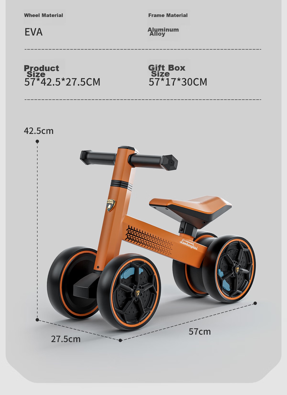 AUTOMOBILI LAMBORGHINI Children's Balance Bike for Ages 1-3, Anti-Rollover, Baby Mid-Autumn Festival National Day Birthday First Birthday Gift Gliding Walker 31