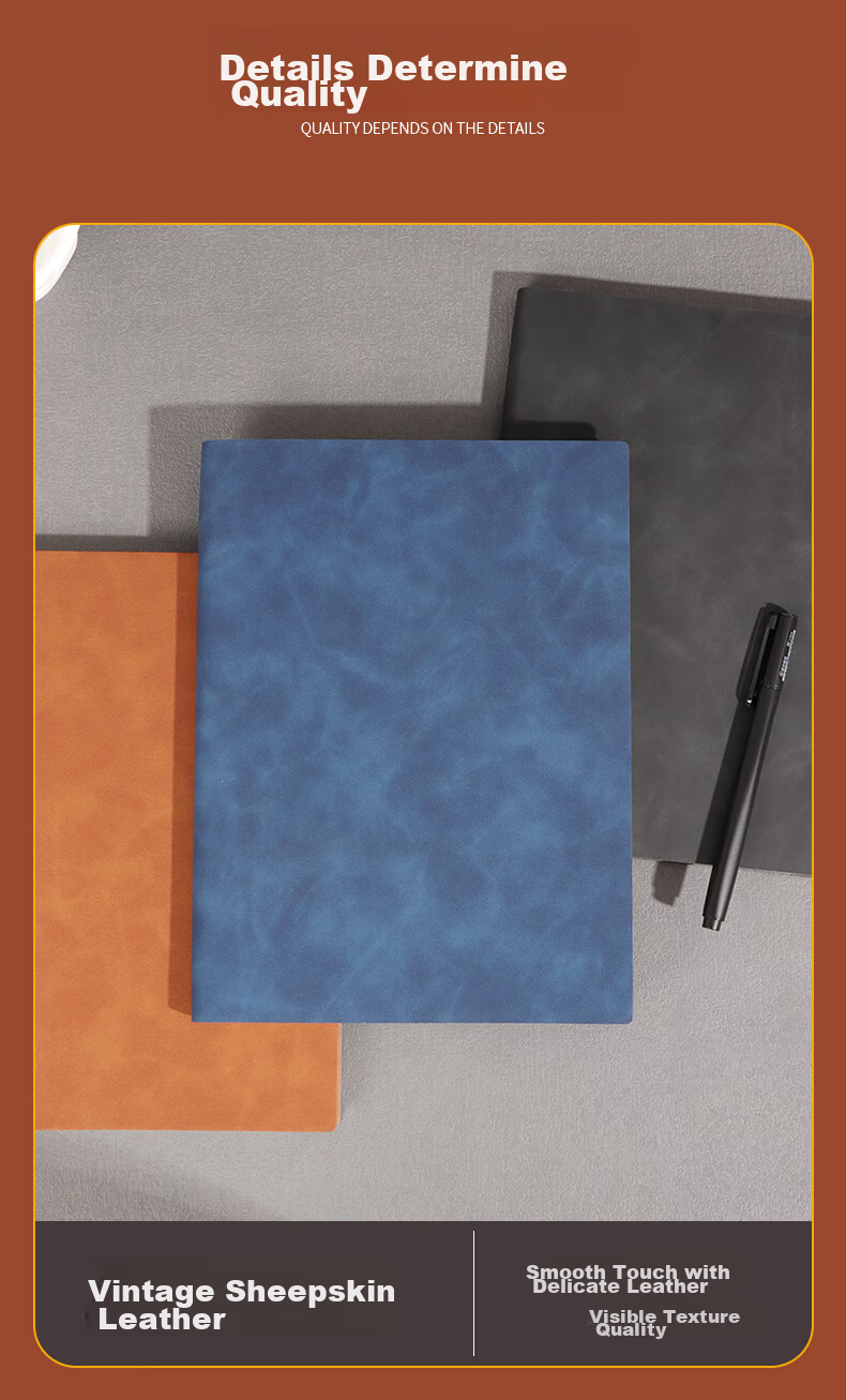 TENGXIONG [Lowest Price Online] Business Notebook A5 Thick B5 Journal, Sheepskin Cover Diary, Soft Cover Notebook for Office Work And Meeting Notes, Customizable Stationery 4