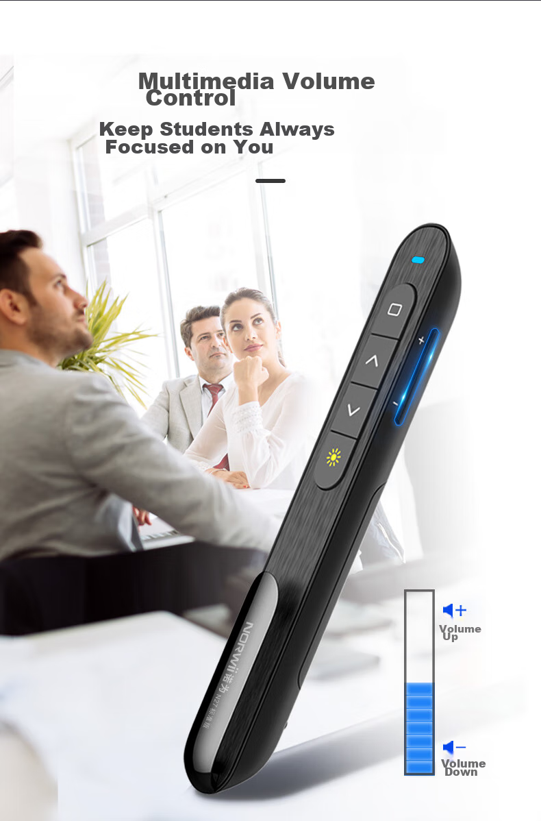 NORWII PPT Remote Pointer for Teachers, 360° Laser Pointer, Adjustable Volume, Projection Pen, 100m Remote Page Turner, Wireless Presenter, N27 Red Light, Black 12