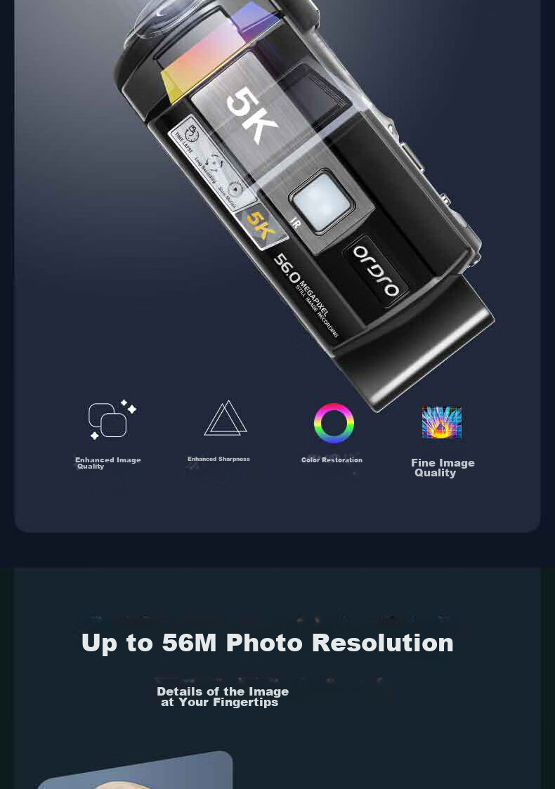 ORDRO AE20 5K Ultra HD DV Camera Dedicated Shooting Zoom Handheld Camcorder Anti-Shake Wide-Angle WiFi Connection Vlog Conference Short Video 5