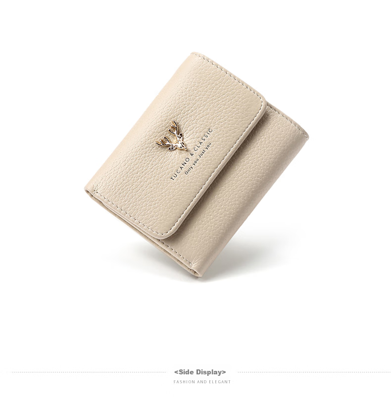 TUCANO Ladies' Wallet, Short Style, Two-Fold, Sweet And Elegant, Two-Layer Cowhide, Slim Purse, Practical, Birthday Gift for Wife on May 20 11