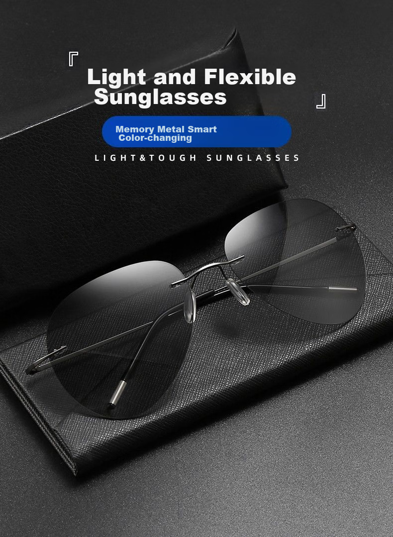 LESCA LUNETIER Ultra-Light Frameless Polarized Sunglasses for Men, Driving-Specific Non-Fading Driving Glasses, Fishing And Pilot Round Sunglasses 1