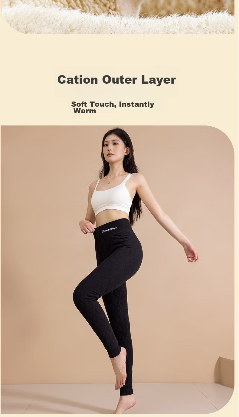 LangSha Fleece-Lined Women's Thermal Pants, Autumn And Winter New High-Waist Tummy Control Leggings, 100% Wool Layered Base Thick Cotton Thermal Underwear 6