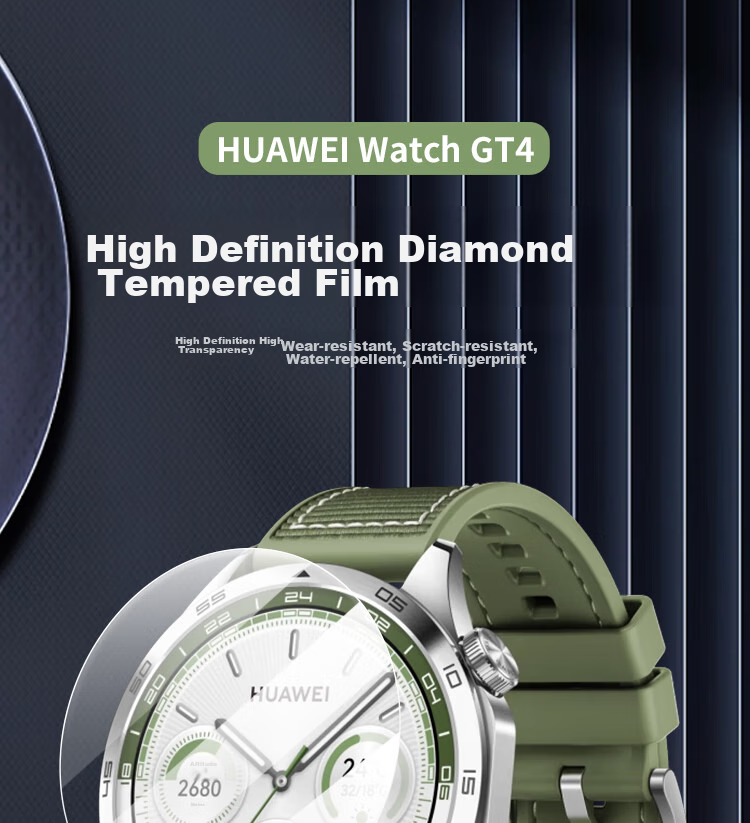 ESCASE [Three-Piece Deluxe Set] Huawei GT4/GT5 Protective Film, Watch GT5 Tempered Glass Screen Protector, Full Coverage, HD Clear, Shockproof, Fingerprint-Resistant Protective Film for 46mm Watch Face 1