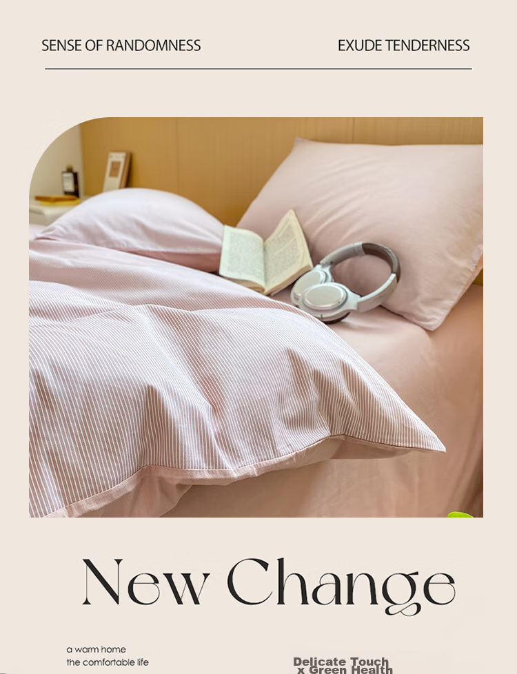 Wuyinliangpin Pure Cotton Bedding Set, 100% Cotton Bed Sheet Four-Piece Set with Duvet Cover, 220*240cm, for 1.8/2.0 Meter Bed 5