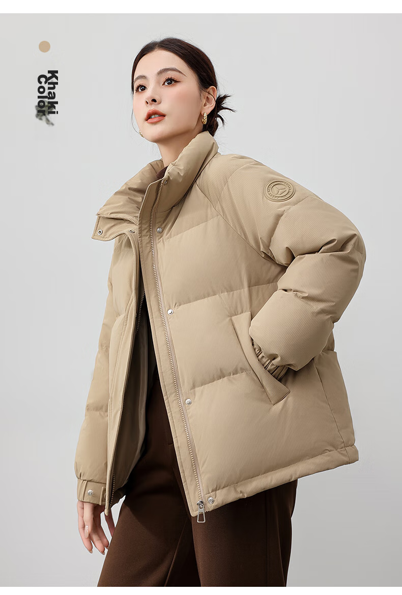 Yalu Short down Jacket for Women, 2026 New Fashion Stand Collar Petite Thick Warm Puffer Coat Autumn Winter Outerwear 15